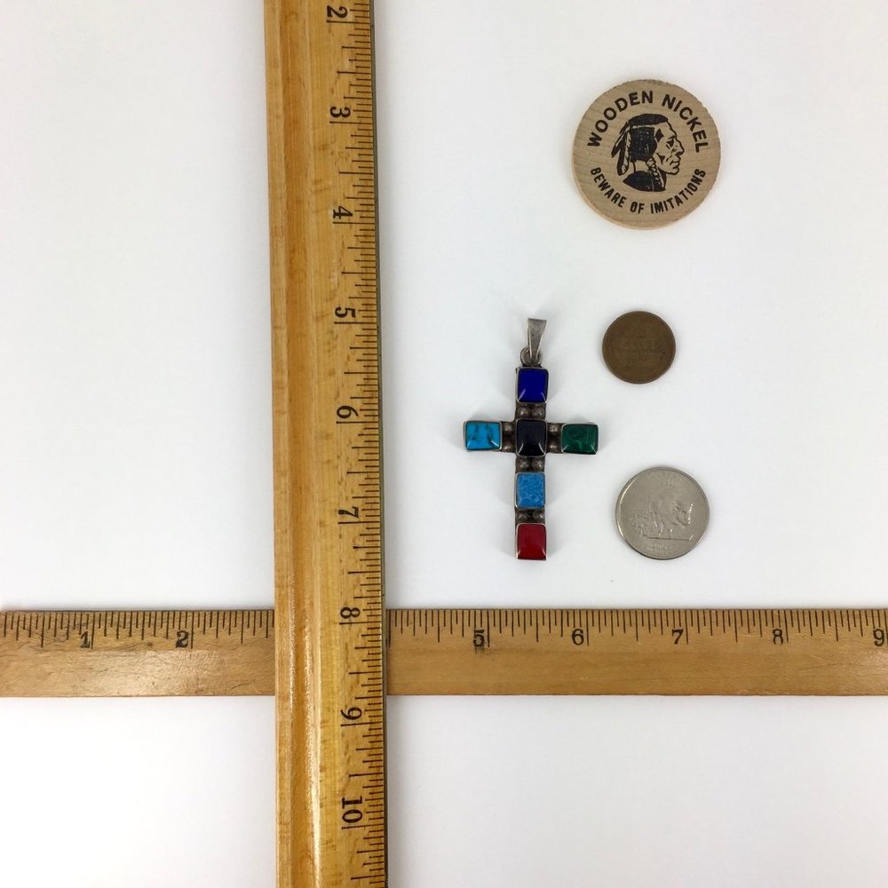 VINTAGE . NATIVE AMERICAN CROSS . 925 STERLING - Picture 16 of 16